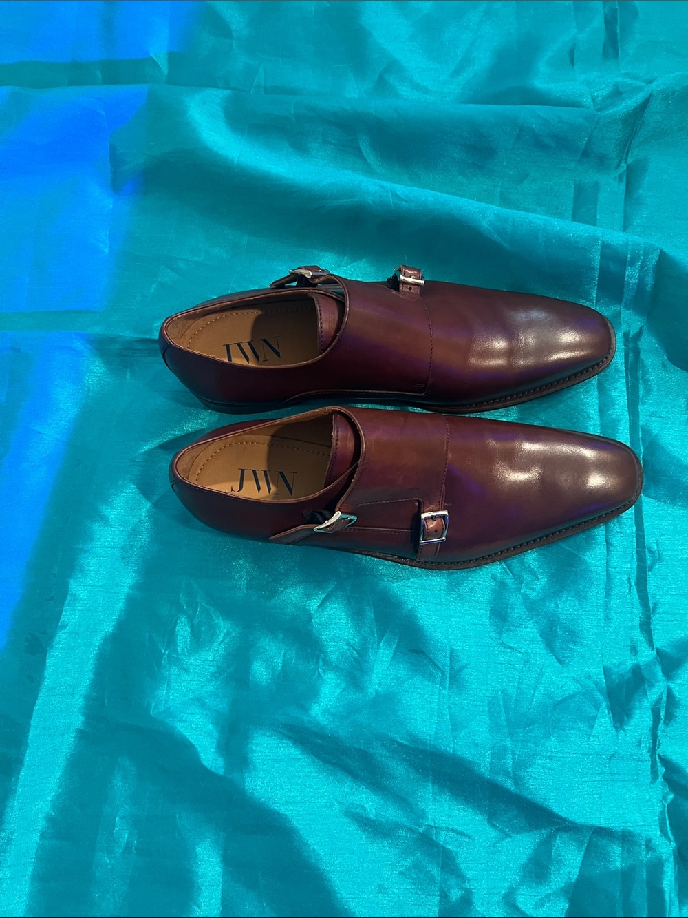 Men's Double Monk Strap Leather Shoes - Brown